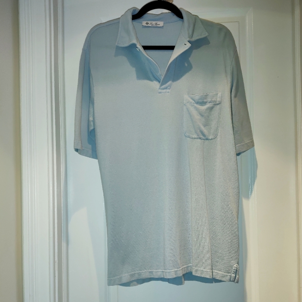 Loro Piana Cloud Blue 1 button polo